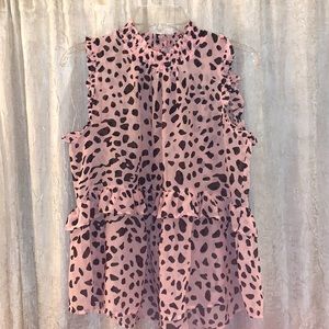 Live 4 Truth Pink & Black Animal Print Top Sz L
